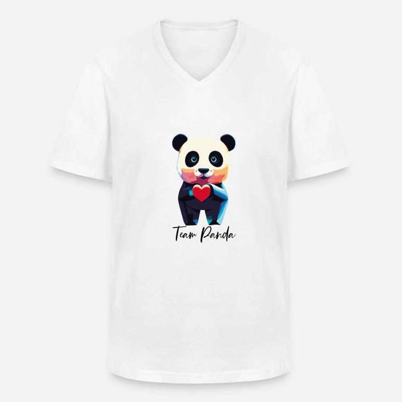 PANDA - Männer-T-Shirt mit V-Ausschnitt - Weiß