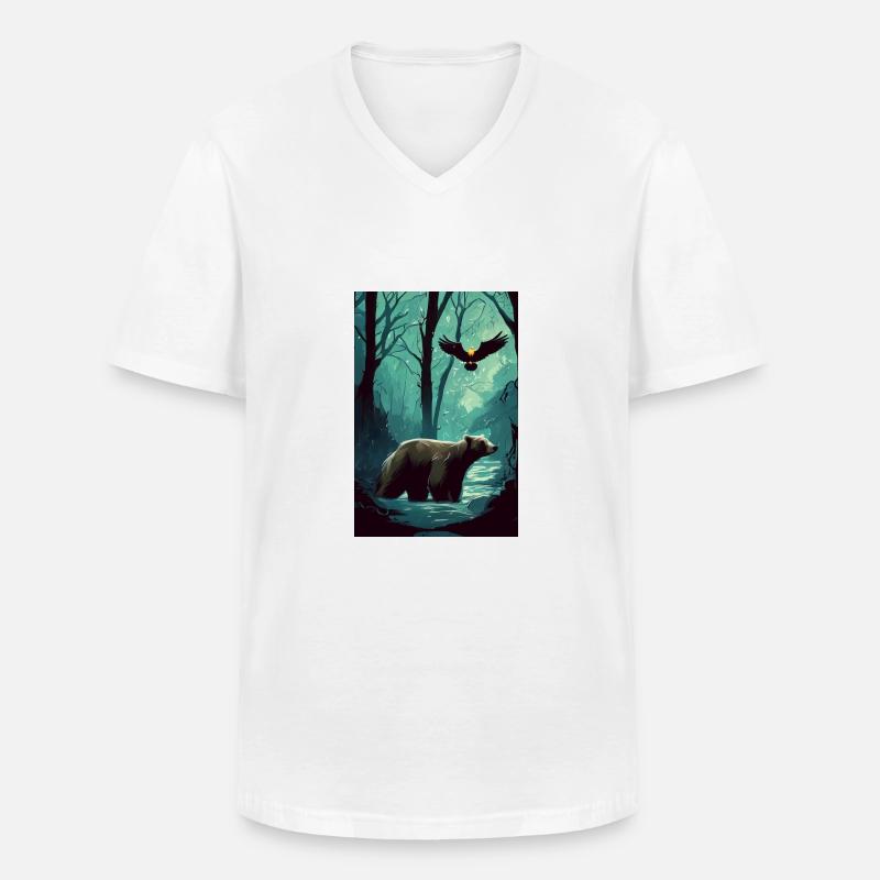 Tiere des Dunklen Waldes - Männer-T-Shirt mit V-Ausschnitt - Weiß