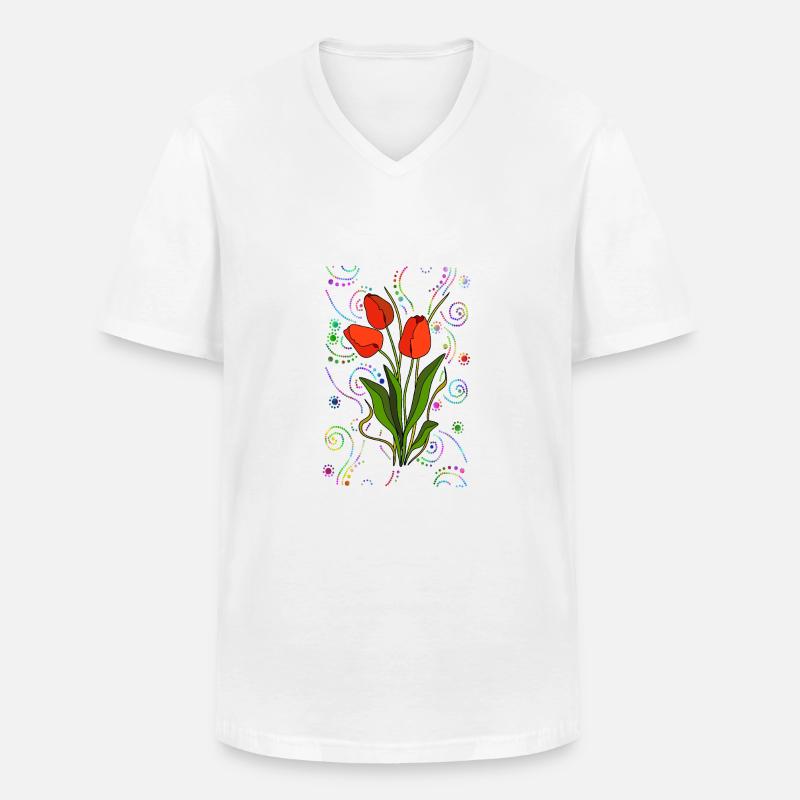 Blumen - Männer-T-Shirt mit V-Ausschnitt - Weiß