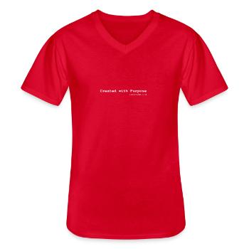 Créé dans un but précis Éphésiens 2 :10 Foi - T-shirt col V Homme - rouge - Devant - AI Model Male 185 light (185cm)