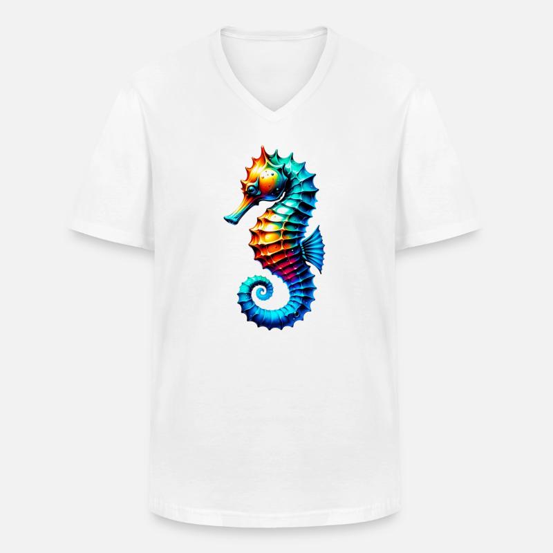 Seepferdchen - Männer-T-Shirt mit V-Ausschnitt - Weiß