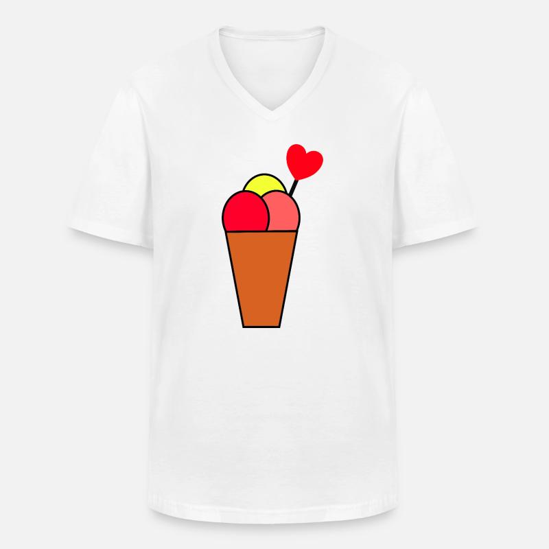 Herz im Eisbecher Eis - Männer-T-Shirt mit V-Ausschnitt - Weiß