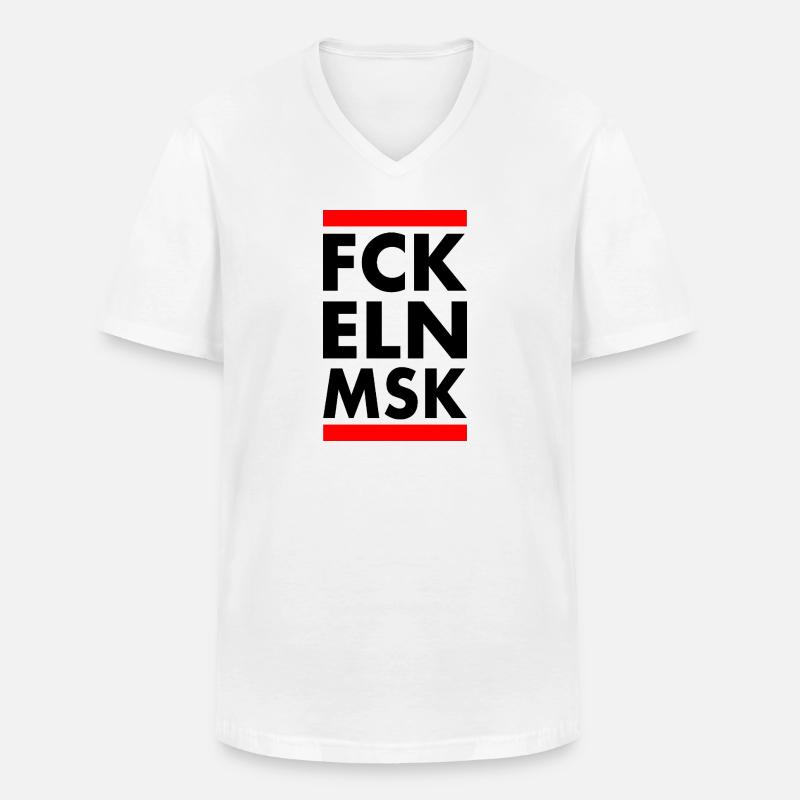 Fck eln msk - Männer-T-Shirt mit V-Ausschnitt - Weiß