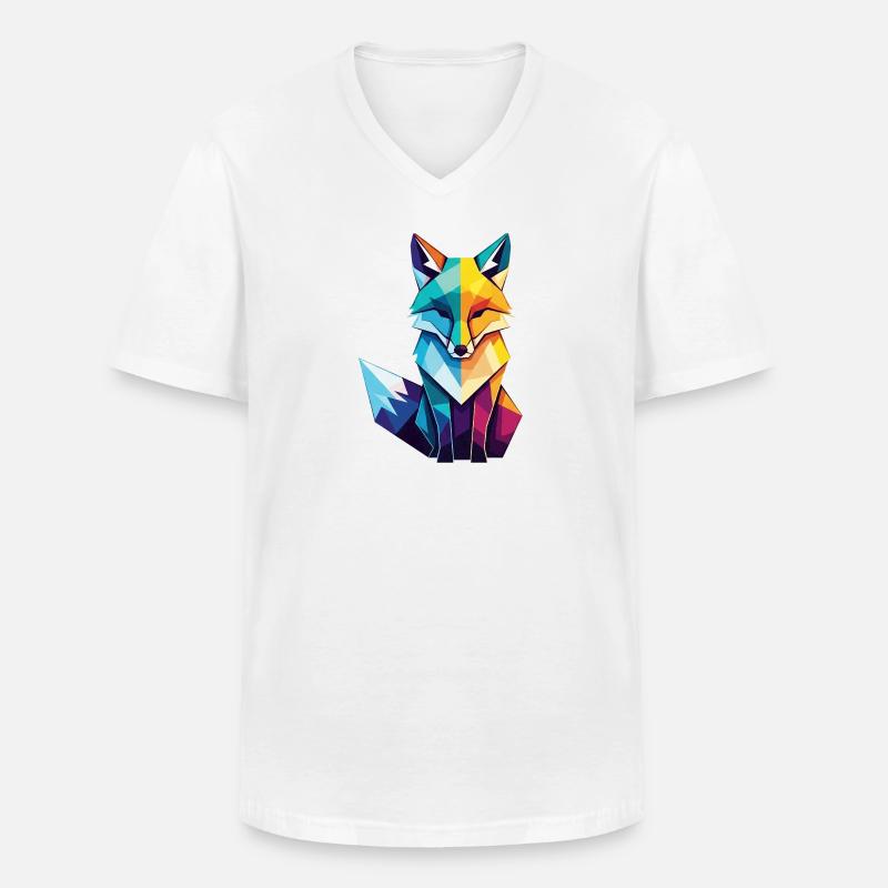 Fuchs - Männer-T-Shirt mit V-Ausschnitt - Weiß