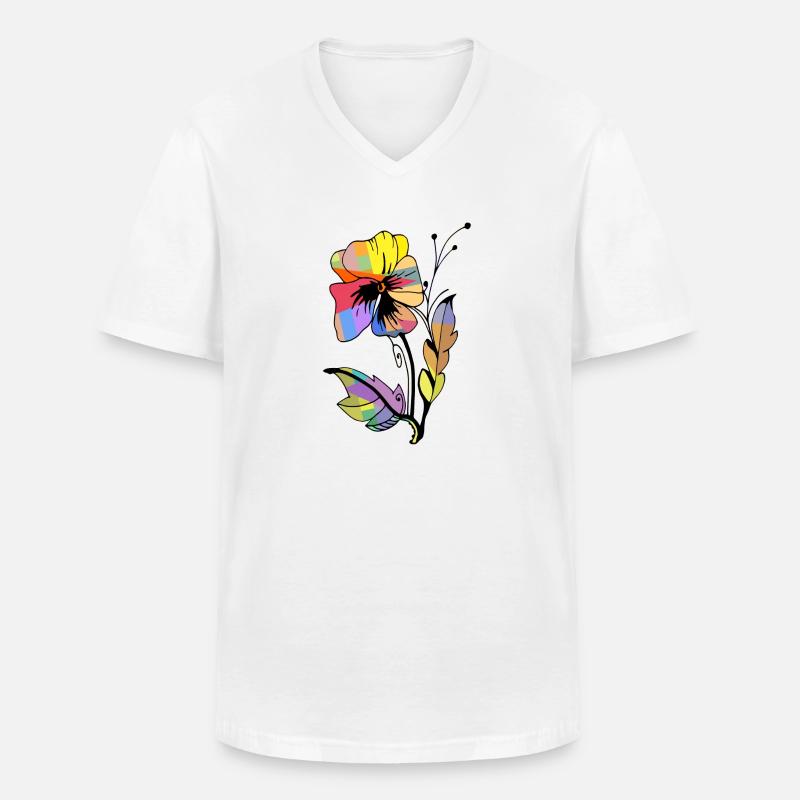 Blume - Männer-T-Shirt mit V-Ausschnitt - Weiß