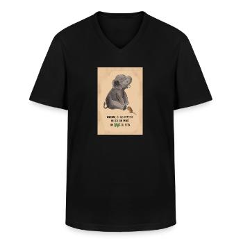 La souris aide l’éléphant : Dire pour plus de bravoure - T-shirt col V Homme - noir - Devant - AI Model Male 178 dark (178cm)