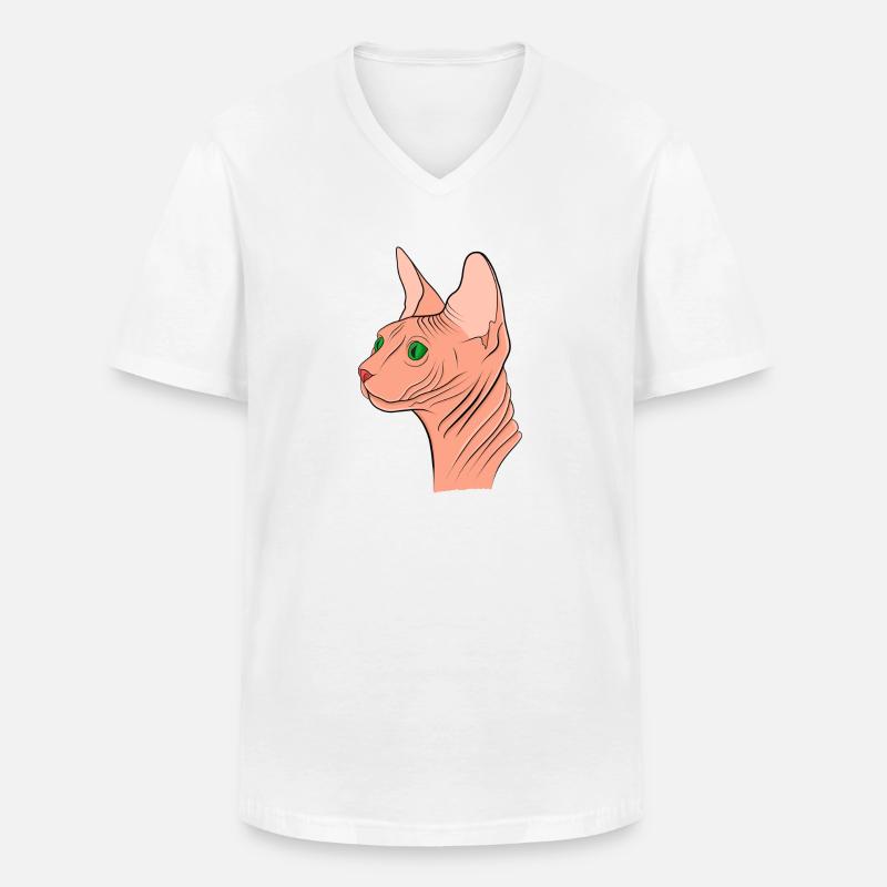 Sphynx Katze - Männer-T-Shirt mit V-Ausschnitt - Weiß