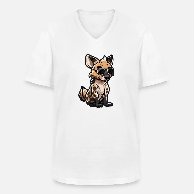 Hyäne Comic Cool - Männer-T-Shirt mit V-Ausschnitt - Weiß