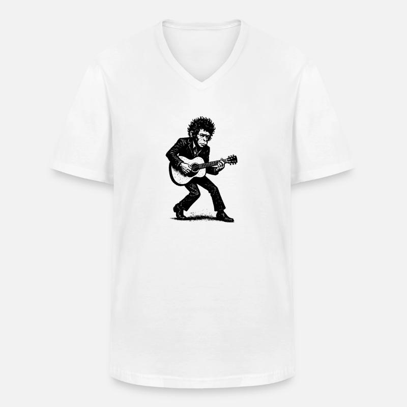 Auteur-compositeur-interprète | Le Singe Danseur - T-shirt col V Homme - blanc