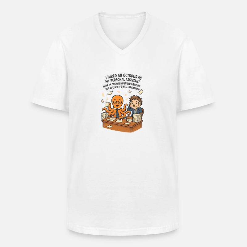 0008 octopus assistant - Männer-T-Shirt mit V-Ausschnitt - Weiß