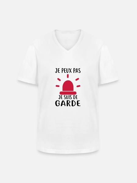 JE SUIS DE GARDE - T-shirt col V Homme - blanc
