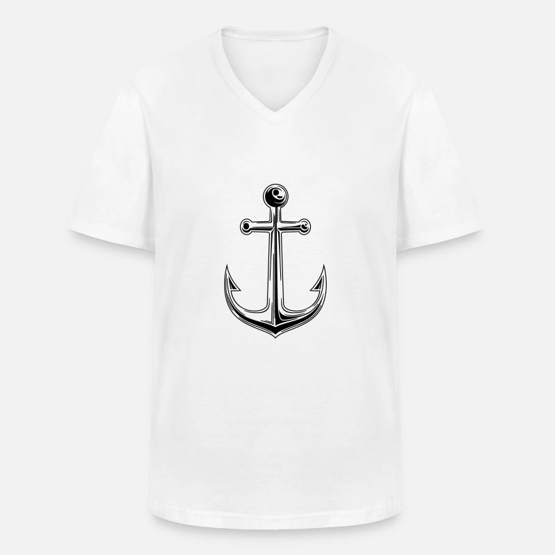 Anker - Männer-T-Shirt mit V-Ausschnitt - Weiß