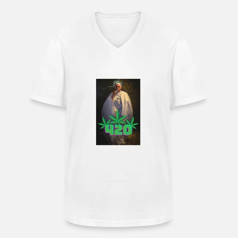 420 Pope - Männer-T-Shirt mit V-Ausschnitt - Weiß