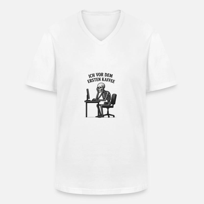 Vor dem ersten Kaffee - Männer-T-Shirt mit V-Ausschnitt - Weiß
