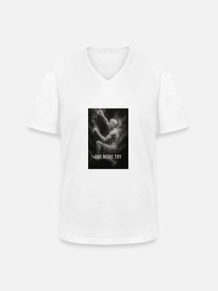 One more try. - Männer-T-Shirt mit V-Ausschnitt - Weiß