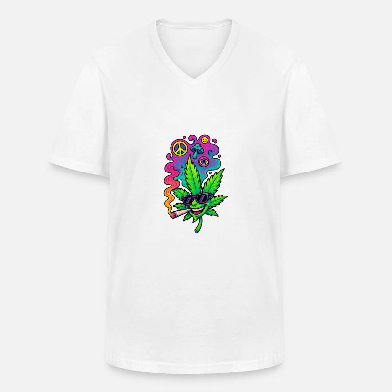 GreenGlow - Männer-T-Shirt mit V-Ausschnitt - Weiß