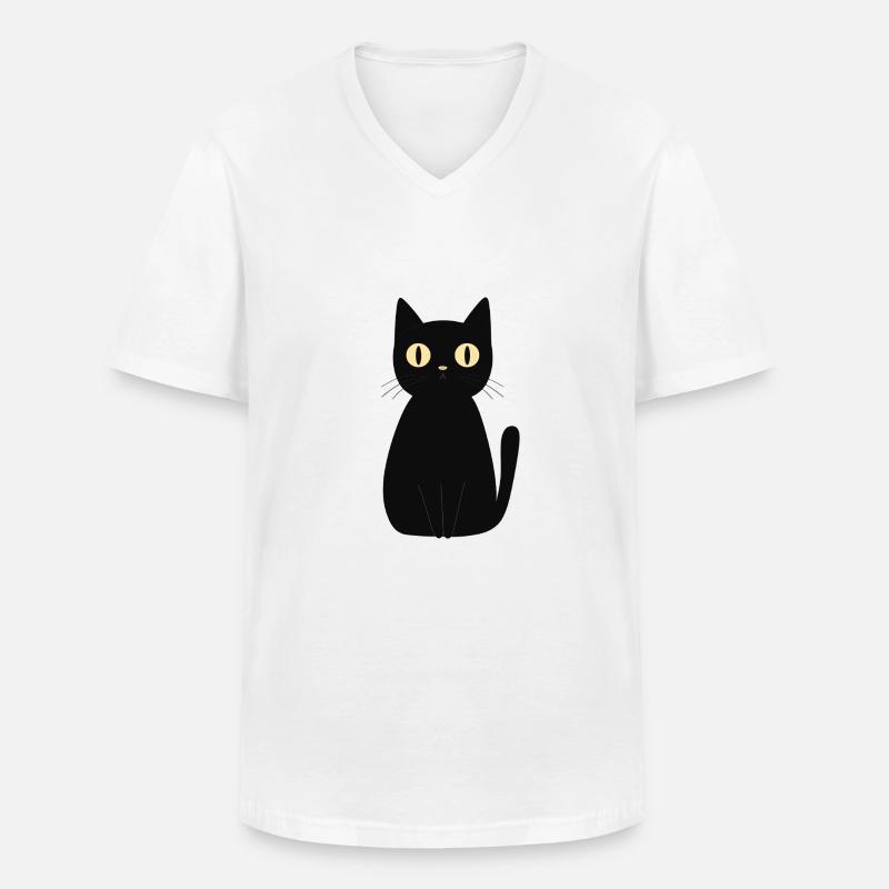 süße schwarze Katze - Männer-T-Shirt mit V-Ausschnitt - Weiß