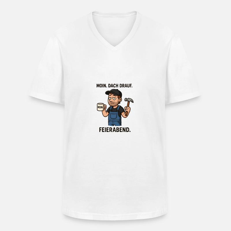 Dach drauf Moin Dachdecker - Männer-T-Shirt mit V-Ausschnitt - Weiß