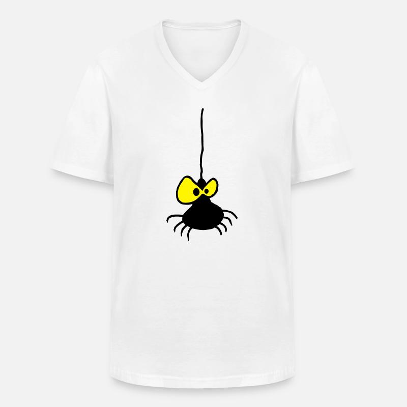 Grumpy Spider Zweifarbiges Design - Männer-T-Shirt mit V-Ausschnitt - Weiß