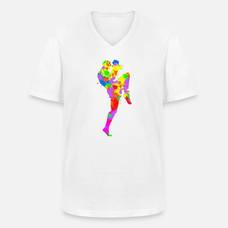 Rainbow Splash Runner - Men's V-Neck T-Shirt - white