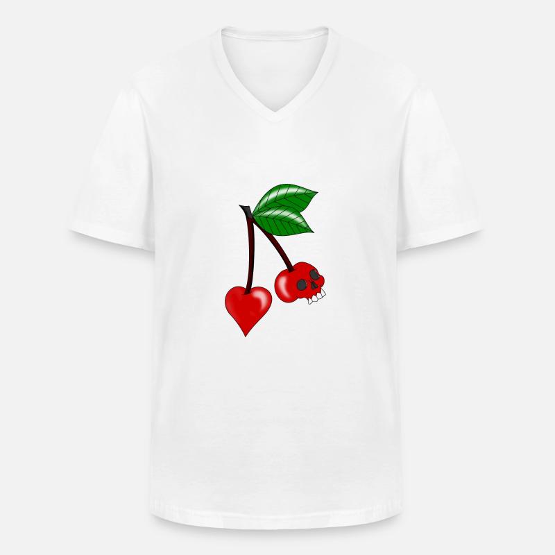 Kirschkernschädel - Männer-T-Shirt mit V-Ausschnitt - Weiß