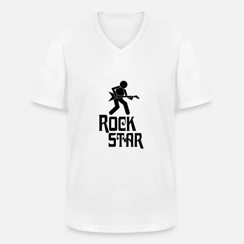 Rock Star - Männer-T-Shirt mit V-Ausschnitt - Weiß