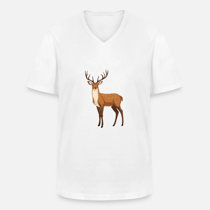 Hirsch - Männer-T-Shirt mit V-Ausschnitt - Weiß