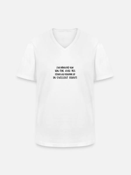 j'ai dégusté son foie - T-shirt col V Homme - blanc