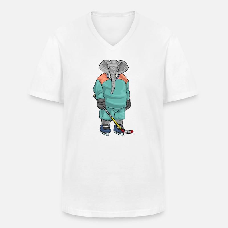 Elefant Eishockey Eishockeyschläger - Männer-T-Shirt mit V-Ausschnitt - Weiß