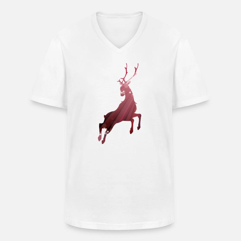 Umriss eines springenden Hirsches - Männer-T-Shirt mit V-Ausschnitt - Weiß