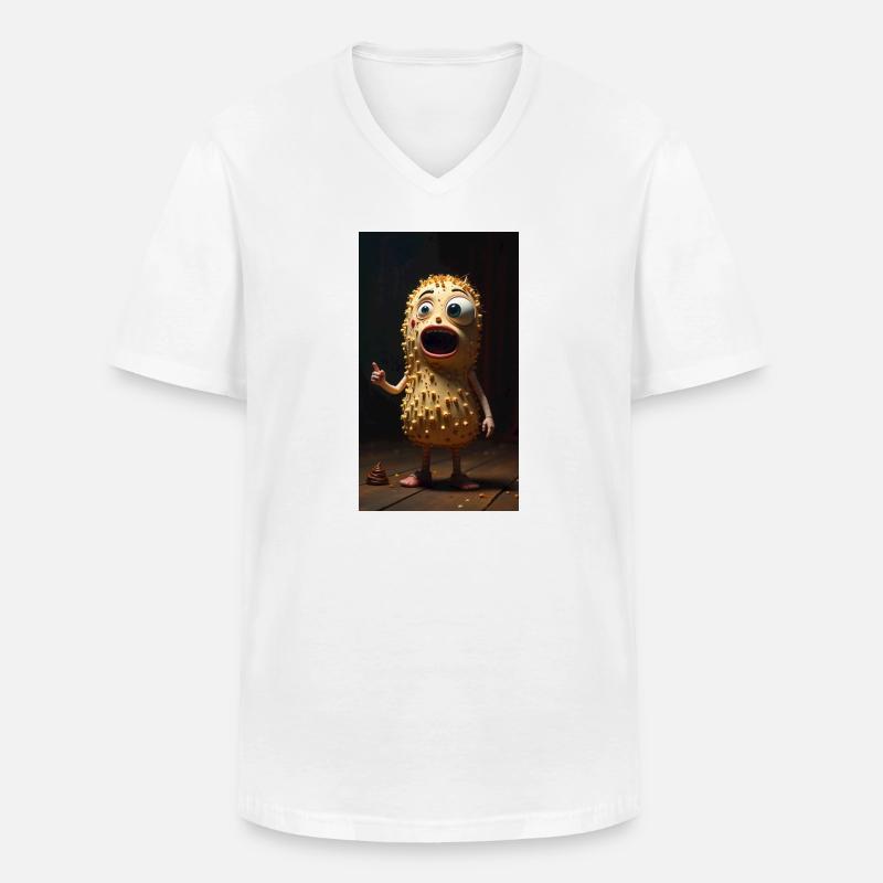 Spiky Peanut Maskottchen - Männer-T-Shirt mit V-Ausschnitt - Weiß