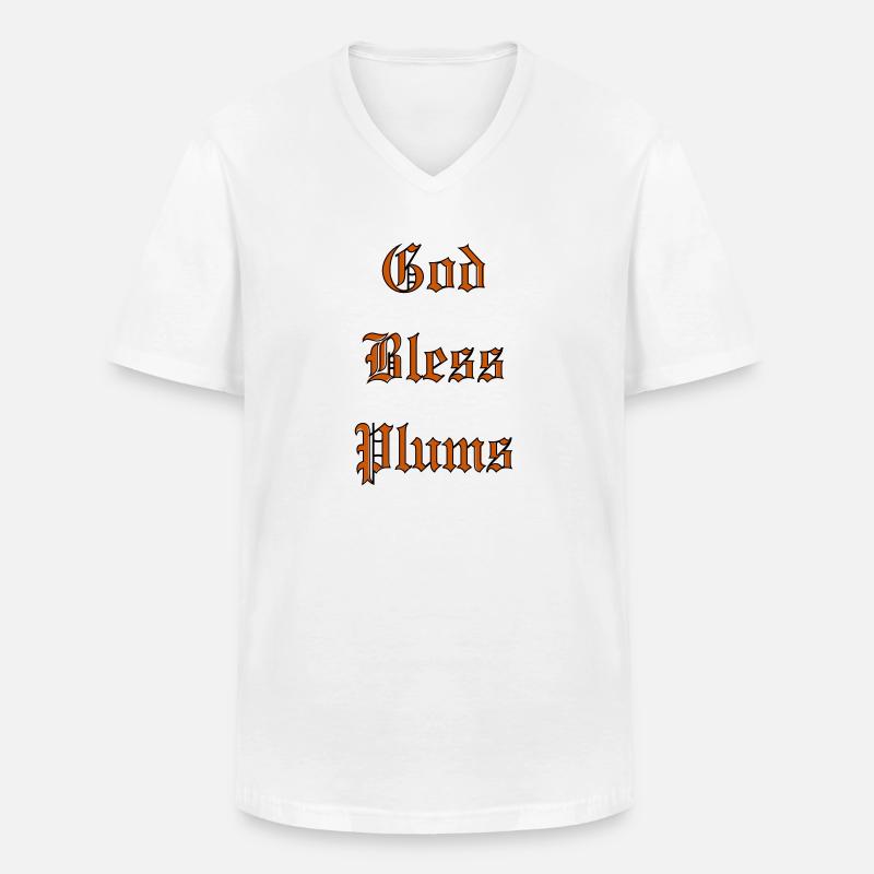 GodBlessPlums - Männer-T-Shirt mit V-Ausschnitt - Weiß