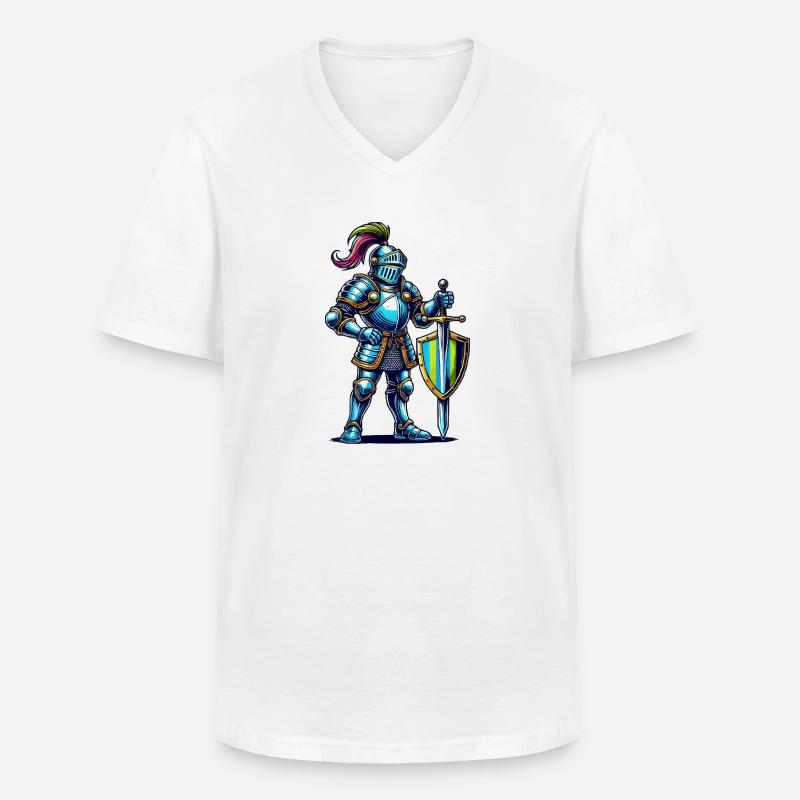 ritter comic - Männer-T-Shirt mit V-Ausschnitt - Weiß