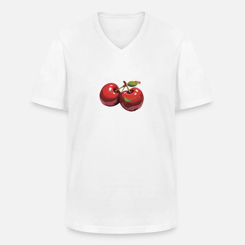 Rote Kirsche Cherries Kirschen Cherry - Männer-T-Shirt mit V-Ausschnitt - Weiß