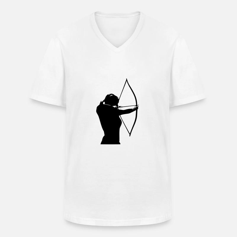Weibliche Bogenschützin - Männer-T-Shirt mit V-Ausschnitt - Weiß