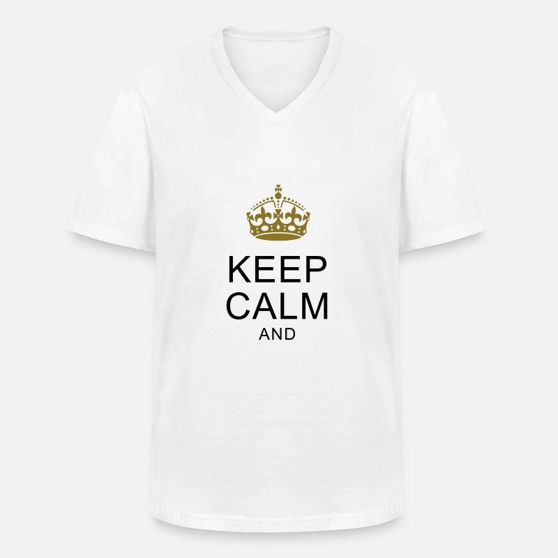 KEEP-CALM-SHIRTS.com ... Dein Text ARIAL - Männer-T-Shirt mit V-Ausschnitt - Weiß