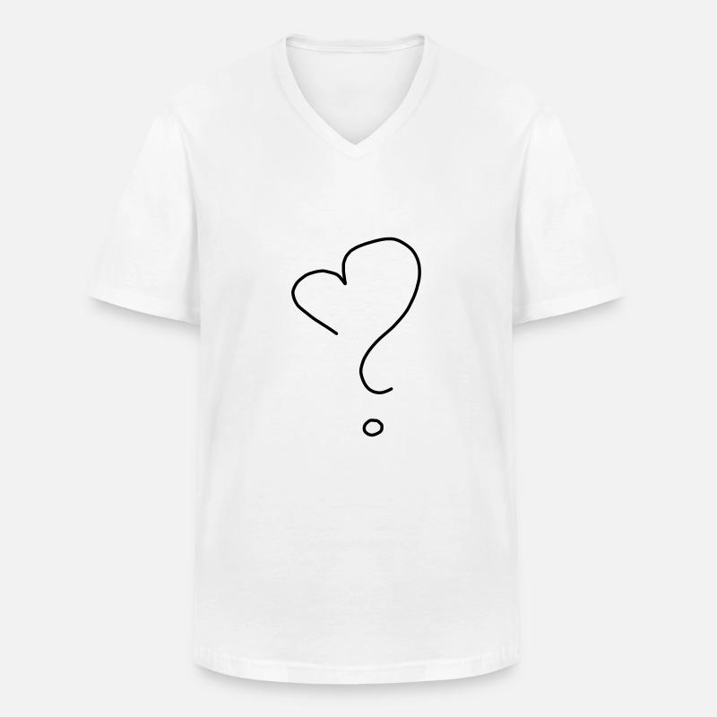 Herzfrage - Männer-T-Shirt mit V-Ausschnitt - Weiß