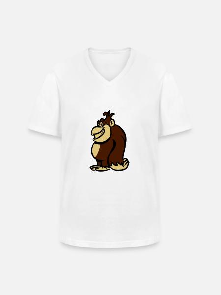 affe süss witzig lustig - Männer-T-Shirt mit V-Ausschnitt - Weiß