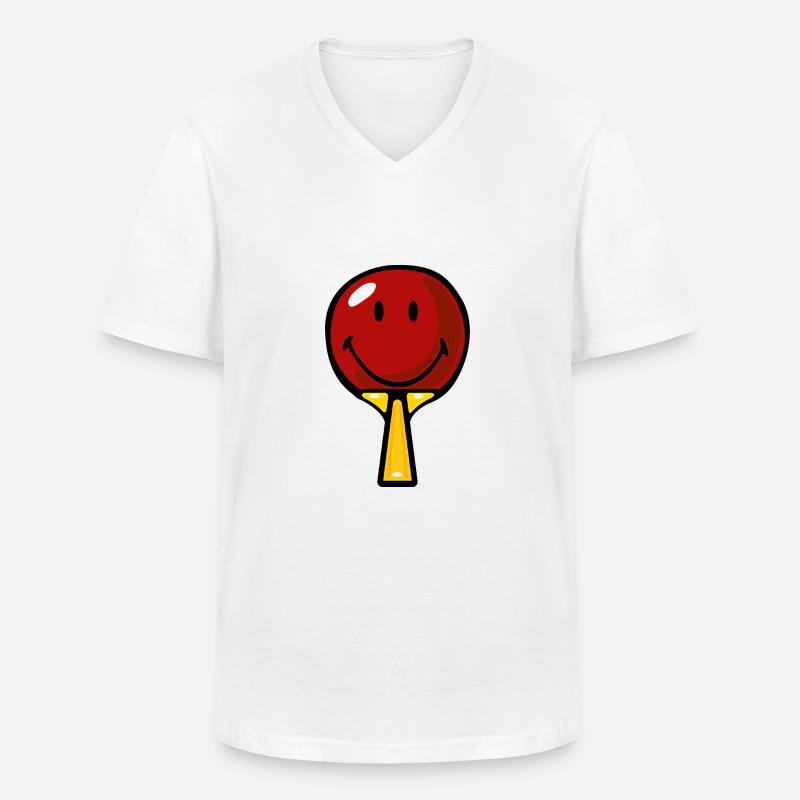 Smiley Table Tennis Racket - Männer-T-Shirt mit V-Ausschnitt - Weiß