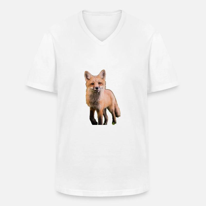 Fuchs - Männer-T-Shirt mit V-Ausschnitt - Weiß