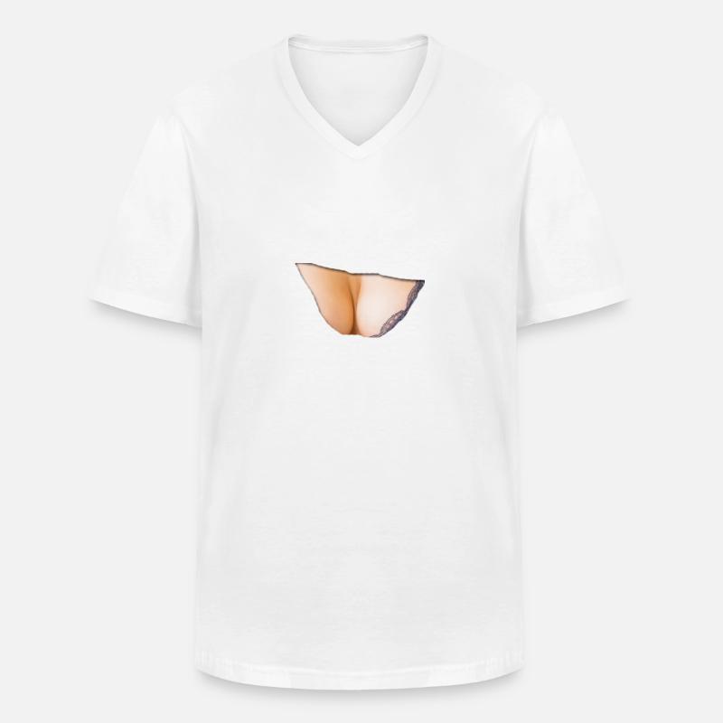 Brust Brüste se341 - Männer-T-Shirt mit V-Ausschnitt - Weiß