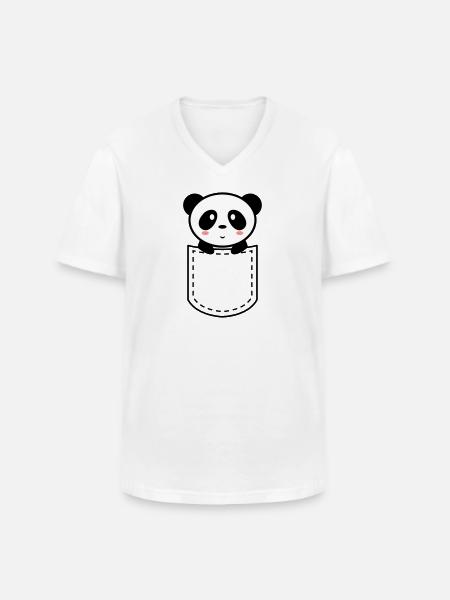 panda in a pocket - Men's V-Neck T-Shirt - white