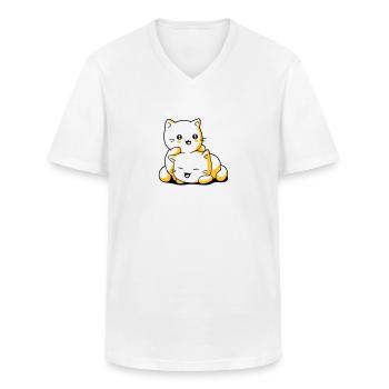 Katze Kätzchen Kawaii - Männer-T-Shirt mit V-Ausschnitt - Weiß - Vorne - AI Model Male 185 light (185cm)