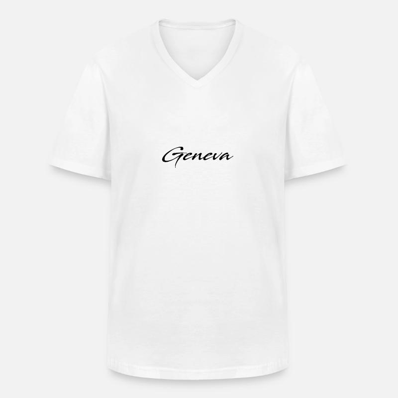 Geneva - Männer-T-Shirt mit V-Ausschnitt - Weiß