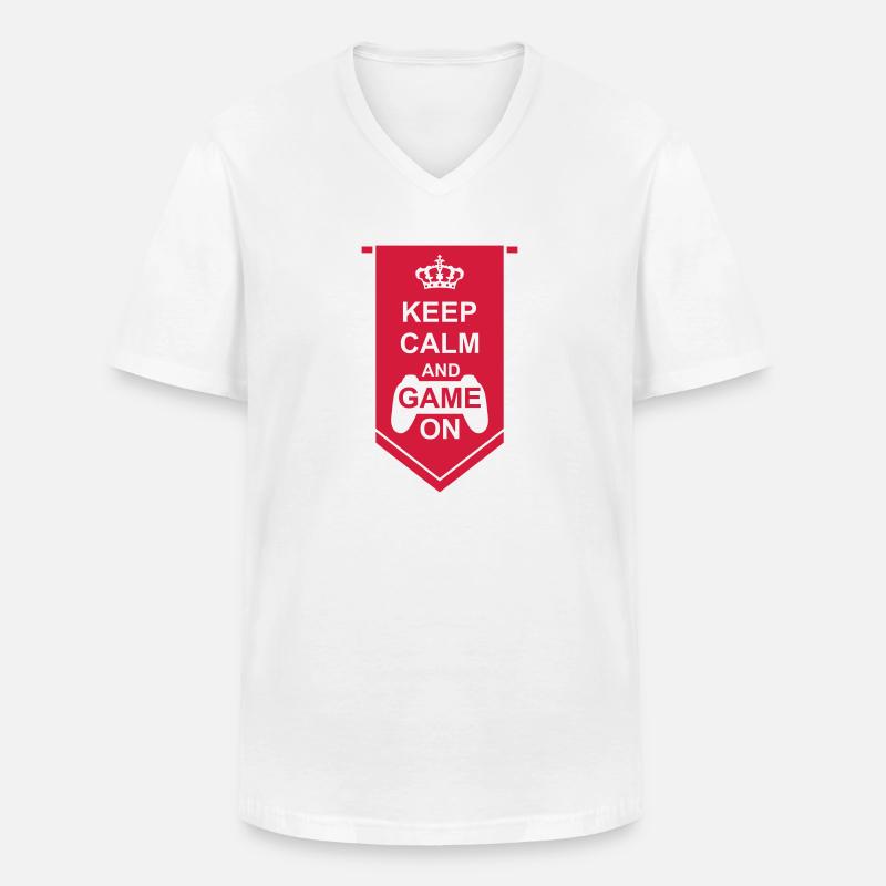 Game Banner Keep Calm - Männer-T-Shirt mit V-Ausschnitt - Weiß