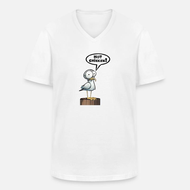 Möwe Sprechblase Hot Chicken - Männer-T-Shirt mit V-Ausschnitt - Weiß