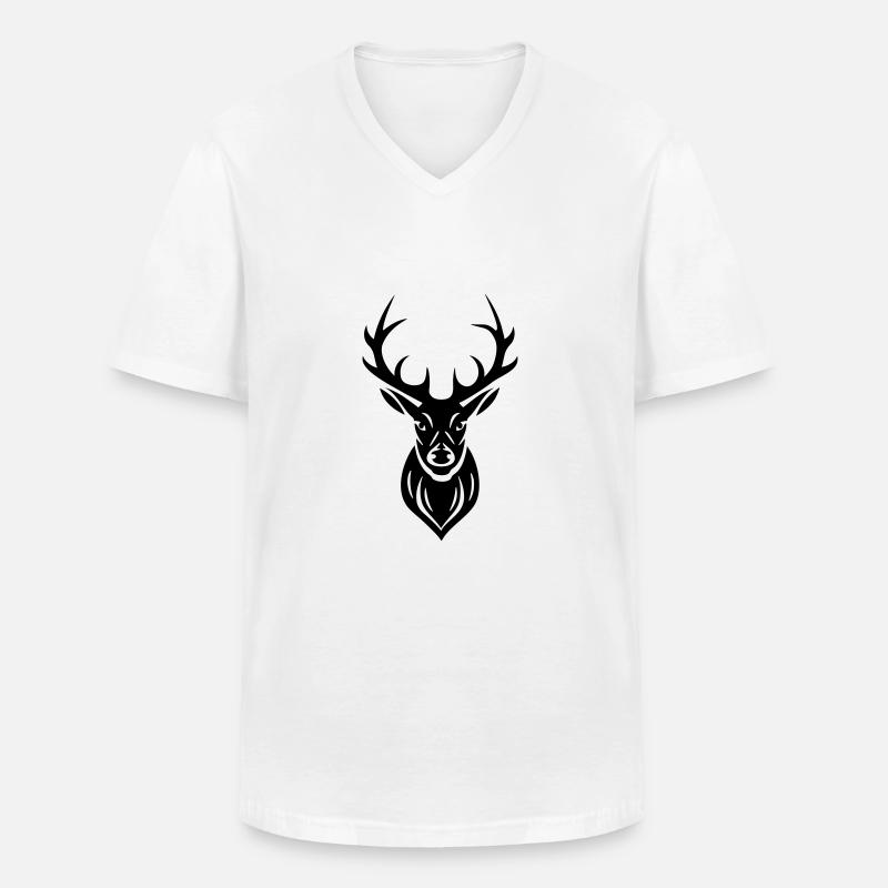 Hirsch Geweih - Männer-T-Shirt mit V-Ausschnitt - Weiß