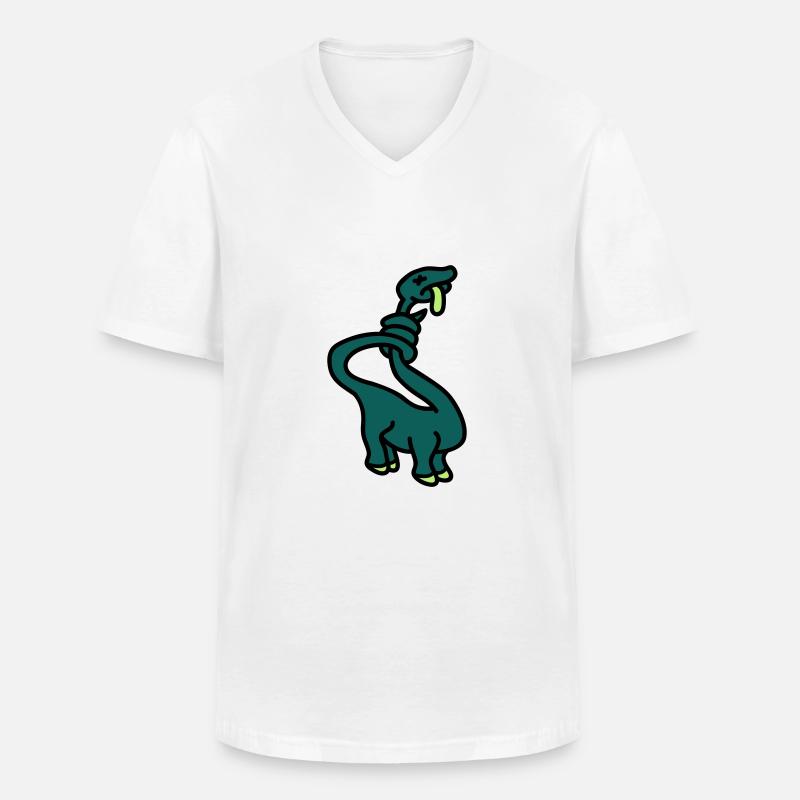 stranglesaurus_dino_3c - Männer-T-Shirt mit V-Ausschnitt - Weiß