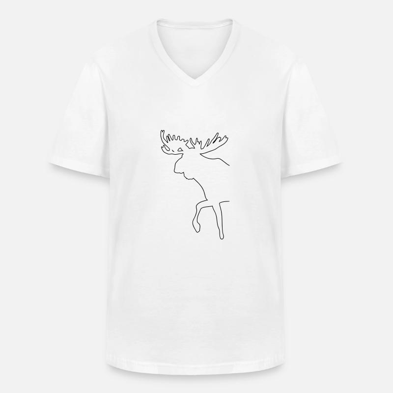 Elch - Moose - Männer-T-Shirt mit V-Ausschnitt - Weiß