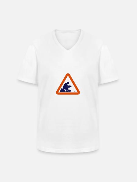 Warning: Lazy Worker - Men's V-Neck T-Shirt - white